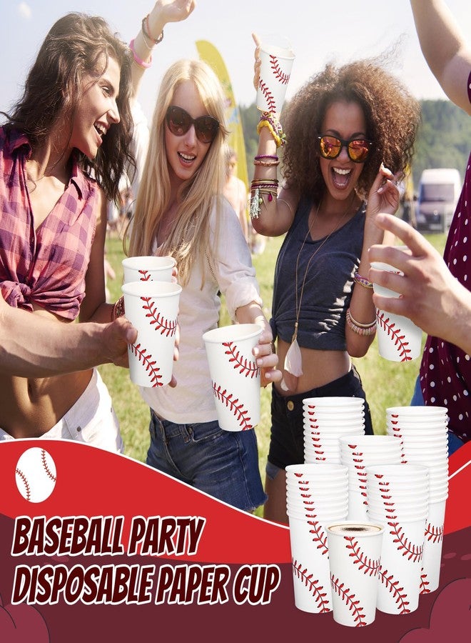 JarThenaAMCS مجموعة جارثينا إيه إم سي إس، 100 قطعة من أكواب ورقية للبيسبول، باللونين الأحمر والأبيض، أكواب رياضية للاستخدام مرة واحدة للمشروبات الساخنة والباردة، لوازم طاولة حفلات أعياد الميلاد والحفلات الرياضية، 9 أونصة - Image 5